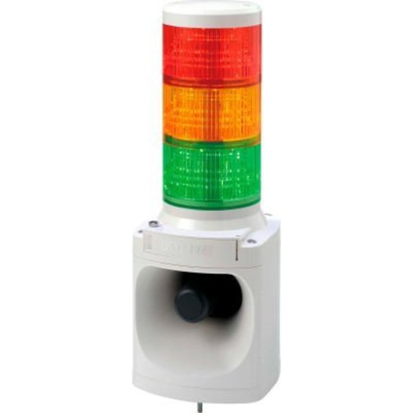 Patlite Usa Corporation Patlite MP3 Smart Alert Plus, Red/Amber/Green Light, Off White, DC24V LKEH-302FVUL-RYG
